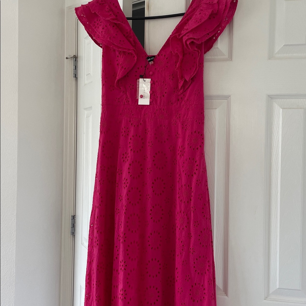 Pink Eyelet Ruffle Dress - Picture 2 of 4